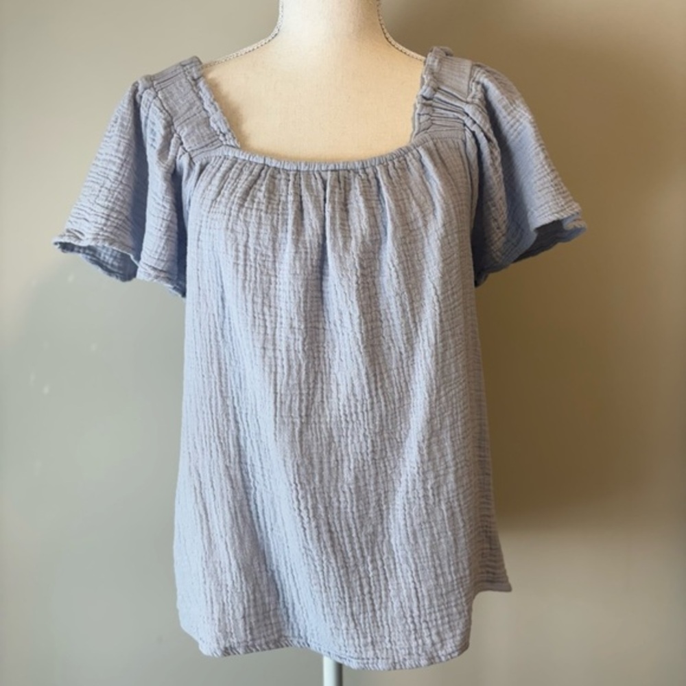 BeachLunchLounge Selah Gauze Flutter Sleeve Top XS